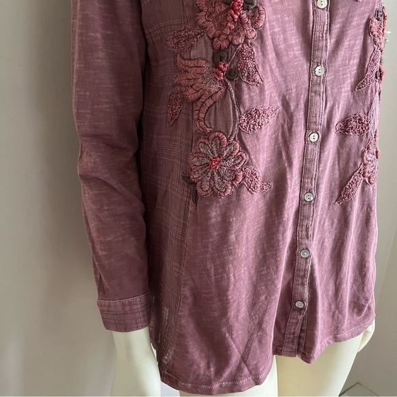 NWT Soft Surroundings Women’s L'Enchanté Floral Embroidered Blouse Rose PM - Picture 6 of 16